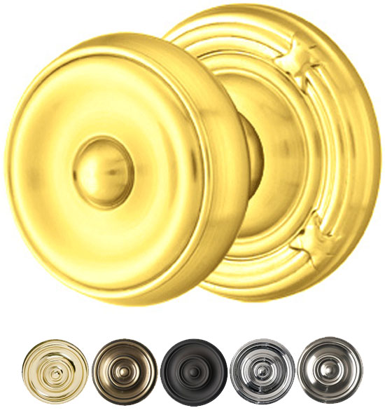 ##Antique Hardware## Solid Brass Waverly Door Knob Set With Ribbon & Reed Rosette (Several Finish Options)