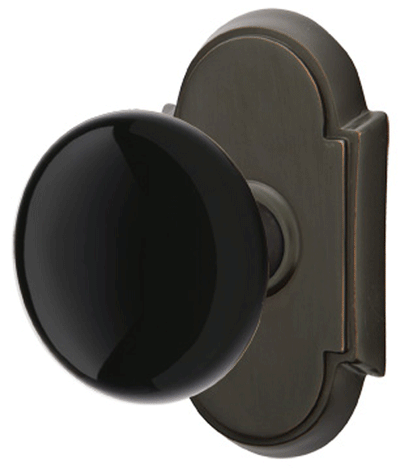 ##Antique Hardware## Black Porcelain Ebony Door Knob Set With # 8 Rosette (Several Finish Options)