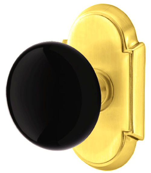 ##Antique Hardware## Black Porcelain Ebony Door Knob Set With # 8 Rosette (Several Finish Options)