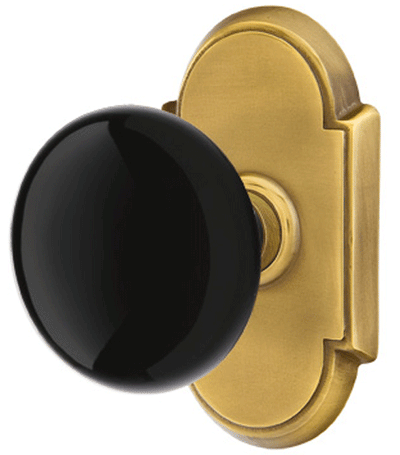 ##Antique Hardware## Black Porcelain Ebony Door Knob Set With # 8 Rosette (Several Finish Options)