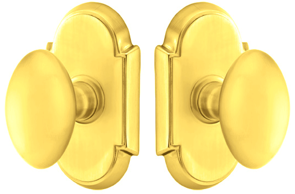 ##Antique Hardware## Solid Brass Egg Door Knob Set With # 8 Rosette (Several Finish Options)