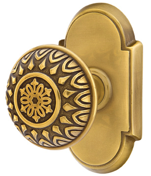 ##Antique Hardware## Solid Brass Lancaster Door Knob Set With # 8 Rosette (Several Finish Options)