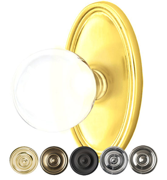 ##Antique Hardware## Crystal Bristol Door Knob Set With Oval Rosette (Several Finish Options)