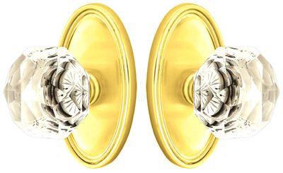 ##Antique Hardware## Diamond Crystal Door Knob Set With Oval Rosette (Several Finish Options)