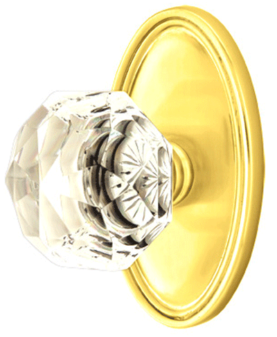 ##Antique Hardware## Diamond Crystal Door Knob Set With Oval Rosette (Several Finish Options)