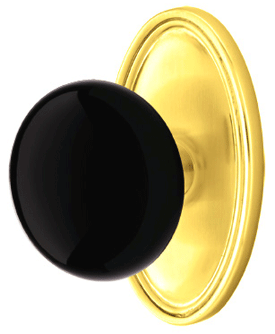 Antique Hardware Black Porcelain Ebony Door Knob Set With Oval Rosette (Several Finish Options) EMTEK DOOR KNOB