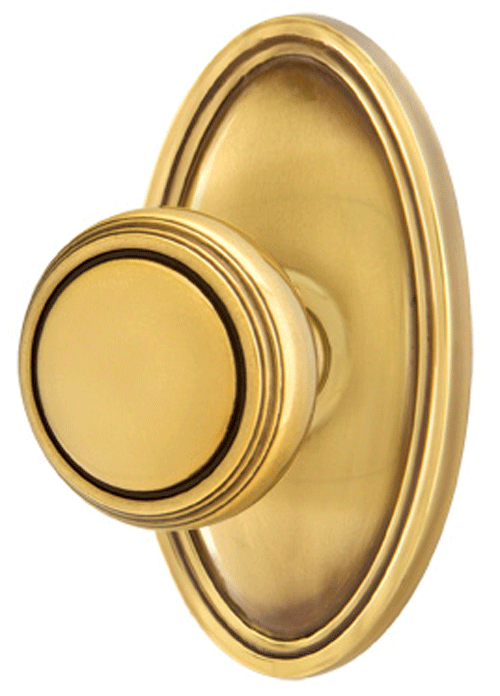 ##Antique Hardware## Solid Brass Norwich Door Knob Set With Oval Rosette (Several Finish Options)