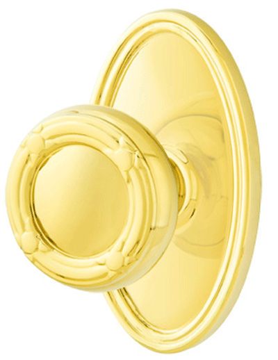 ##Antique Hardware## Solid Brass Ribbon & Reed Door Knob Set With Oval Rosette (Several Finish Options)