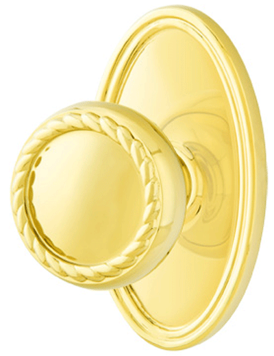 ##Antique Hardware## Solid Brass Rope Door Knob Set With Oval Rosette (Several Finish Options)