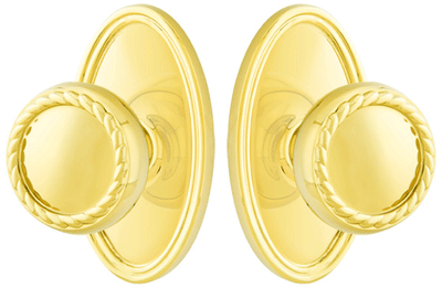 ##Antique Hardware## Solid Brass Rope Door Knob Set With Oval Rosette (Several Finish Options)