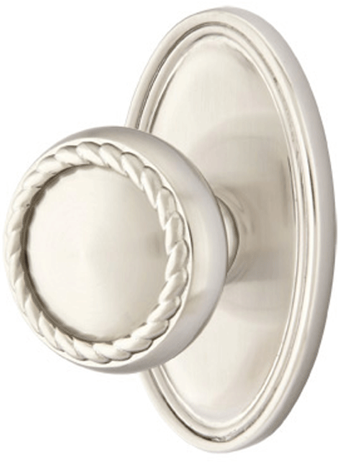 ##Antique Hardware## Solid Brass Rope Door Knob Set With Oval Rosette (Several Finish Options)