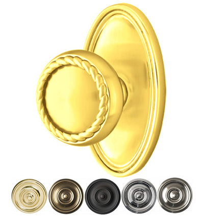 ##Antique Hardware## Solid Brass Rope Door Knob Set With Oval Rosette (Several Finish Options)