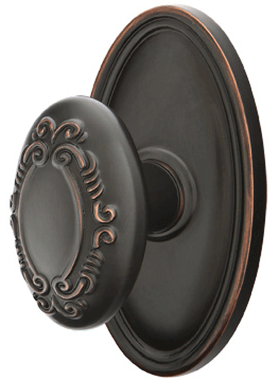 ##Antique Hardware## Solid Brass Victoria Door Knob Set With Oval Rosette (Several Finish Options)