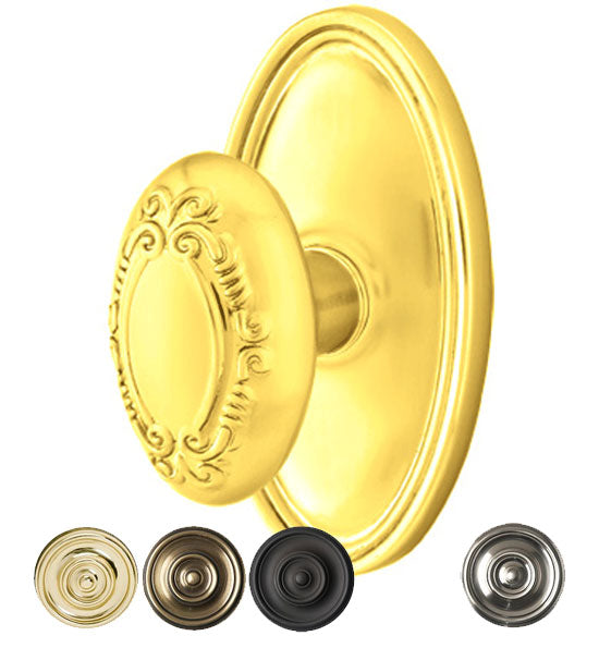 ##Antique Hardware## Solid Brass Victoria Door Knob Set With Oval Rosette (Several Finish Options)