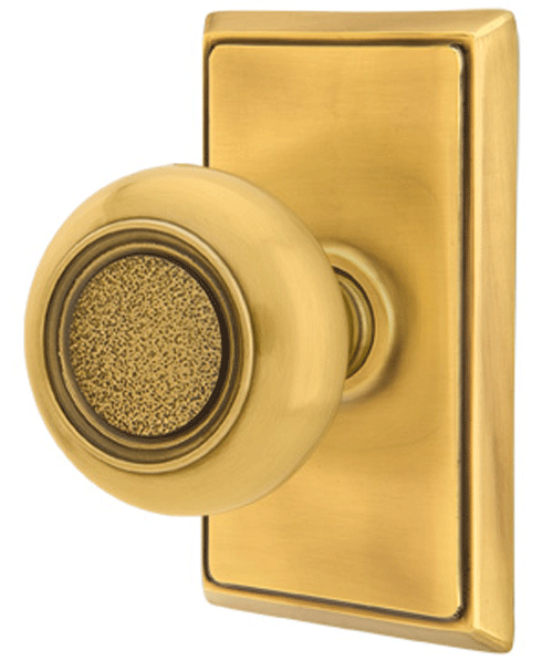 ##Antique Hardware## Solid Brass Belmont Door Knob Set With Rectangular Rosette (Several Finish Options)