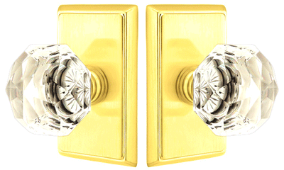 ##Antique Hardware## Diamond Crystal Door Knob Set With Rectangular Rosette (Several Finish Options)