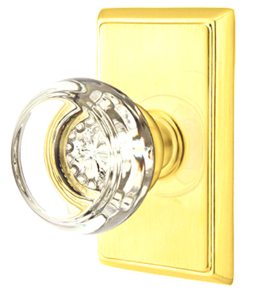 ##Antique Hardware## Crystal Door Hardware - Georgetown Privacy Door Knob with Rectangular Rose in Flat Black - 8221GTUS19 - Emtek Hardware