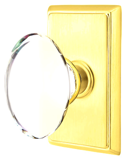 ##Antique Hardware## Crystal Hampton Door Knob Set With Rectangular Rosette (Several Finish Options)