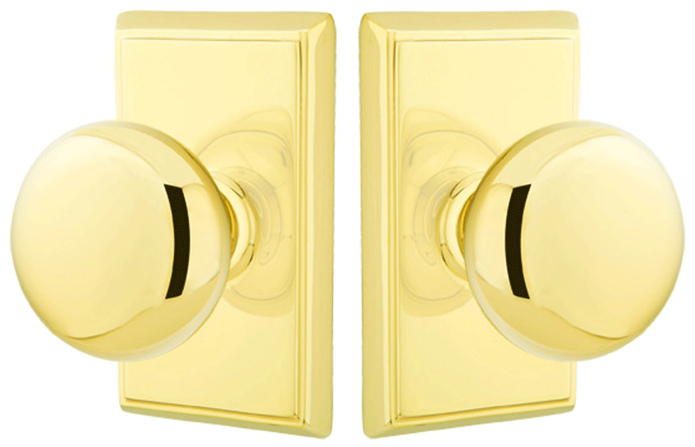 ##Antique Hardware## Solid Brass Providence Door Knob Set With Rectangular Rosette (Several Finish Options)