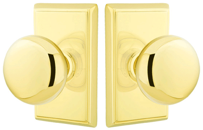 ##Antique Hardware## Solid Brass Providence Door Knob Set With Rectangular Rosette (Several Finish Options)