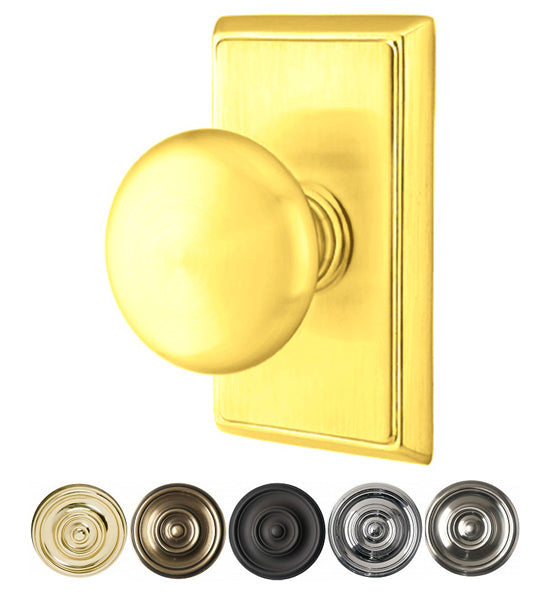 ##Antique Hardware## Solid Brass Providence Door Knob Set With Rectangular Rosette (Several Finish Options)