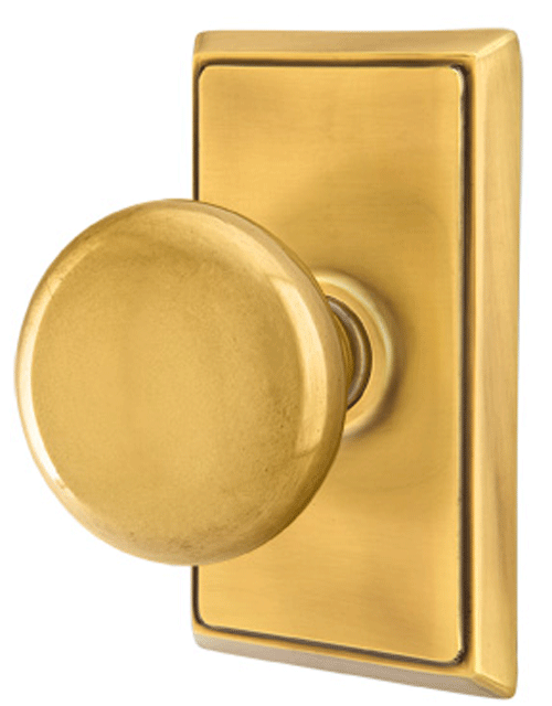 ##Antique Hardware## Solid Brass Providence Door Knob Set With Rectangular Rosette (Several Finish Options)