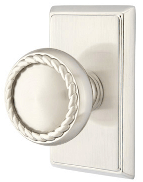 ##Antique Hardware## Solid Brass Rope Door Knob Set With Rectangular Rosette (Several Finish Options)