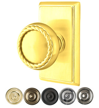 ##Antique Hardware## Solid Brass Rope Door Knob Set With Rectangular Rosette (Several Finish Options)