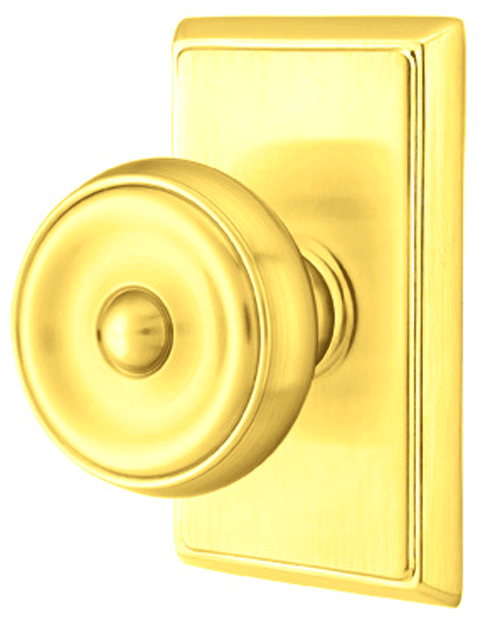 ##Antique Hardware## Solid Brass Waverly Door Knob Set With Rectangular Rosette (Several Finish Options)