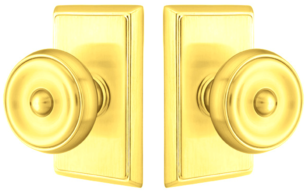 ##Antique Hardware## Solid Brass Waverly Door Knob Set With Rectangular Rosette (Several Finish Options)