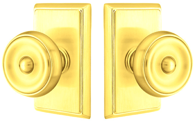 ##Antique Hardware## Solid Brass Waverly Door Knob Set With Rectangular Rosette (Several Finish Options)