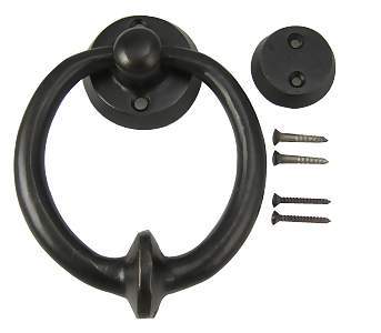 Antique Hardware Emtek 86060 4" Height Bronze Door Knocker and Ring Pull Flat Black ring door knocker