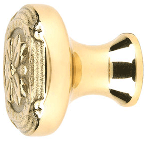 ##Antique Hardware## Emtek 1 3/4 Inch Solid Brass Ribbon & Reed Cabinet & Furniture Knob