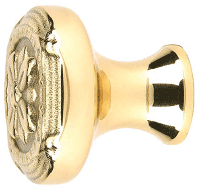 ##Antique Hardware## Emtek 1 3/4 Inch Solid Brass Ribbon & Reed Cabinet & Furniture Knob