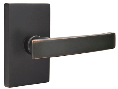 Antique Hardware Emtek Solid Brass Geneva Lever With Modern Rectangular Rosette (Several Finish Options) EMTEK LEVER DOOR KNOB