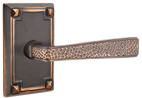 ##Antique Hardware## Emtek Craftsman Style Hammered Lever With Rectangular Rosette (Many Finishes Available)