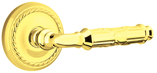 ##Antique Hardware## Solid Brass Ribbon & Reed Lever With Rope Rosette