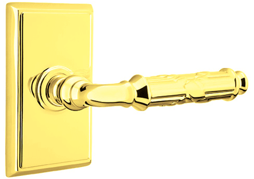 ##Antique Hardware## Solid Brass Ribbon & Reed Lever With Rectangular Rosette (Many Finishes Available)