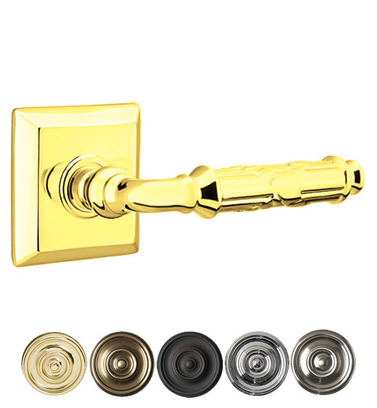 ##Antique Hardware## Solid Brass Ribbon & Reed Lever With Quincy Rosette (Many Finishes Available)