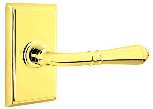 Antique Hardware Emtek Solid Brass Turino Lever With Rectangular Rosette (Many Finishes Available) EMTEK LEVER DOOR KNOB