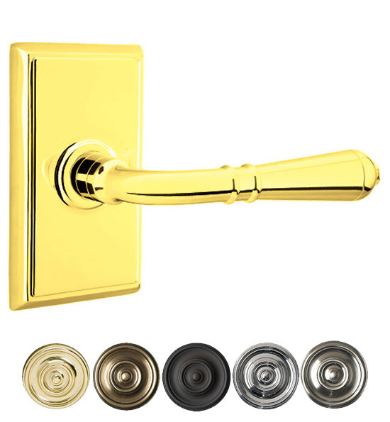 Antique Hardware Emtek Solid Brass Turino Lever With Rectangular Rosette (Many Finishes Available) EMTEK LEVER DOOR KNOB