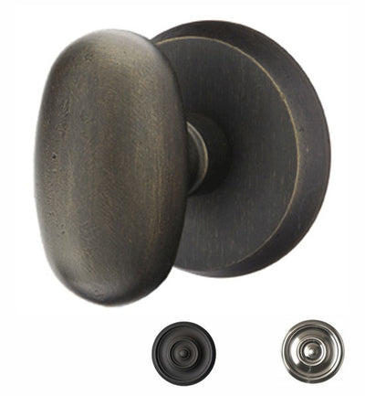 ##Antique Hardware## Solid Brass Sandcast Egg Door Knob Set With Disk Rosette (Several Finish Options)