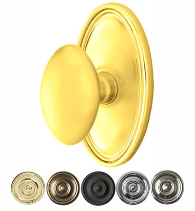 ##Antique Hardware## Emtek Solid Brass Egg Door Knob Set With Oval Rosette