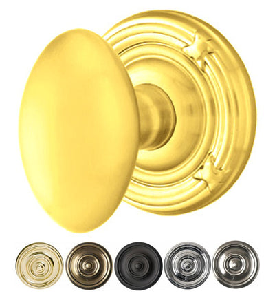 ##Antique Hardware## Solid Brass Egg Door Knob Set With Ribbon & Reed Rosette (Several Finish Options)