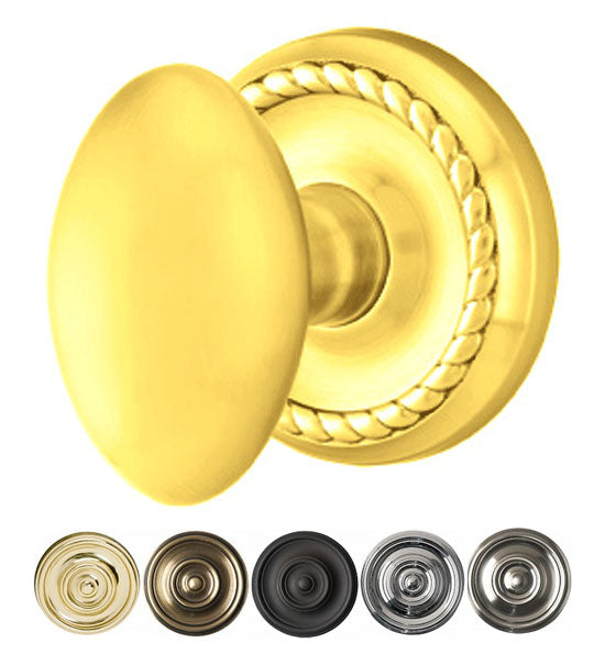 ##Antique Hardware## Solid Brass Egg Door Knob Set With Rope Rosette (Several Finish Options)