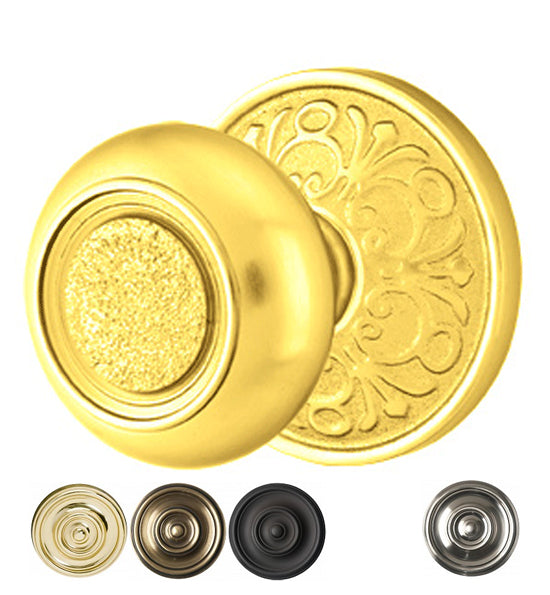 ##Antique Hardware## Solid Brass Belmont Door Knob Set With Lancaster Rosette (Several Finish Options)