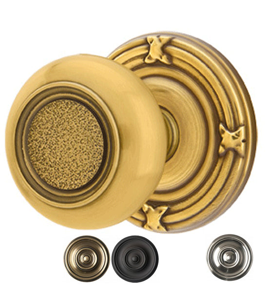 ##Antique Hardware## Solid Brass Belmont Door Knob Set With Ribbon & Reed Rosette (Several Finish Options)