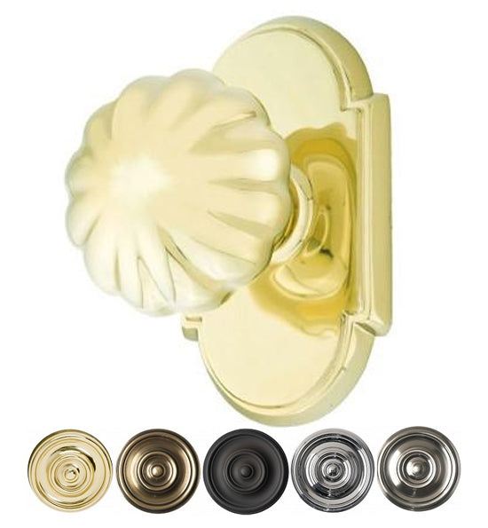 ##Antique Hardware## Emtek Solid Brass Melon Door Knob Set With # 8 Rosette (Several Finish Options)