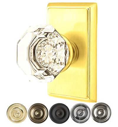 ##Antique Hardware## Emtek Crystal Old Town Clear Door Knob Set With Rectangular Rosette (Several Finish Options)