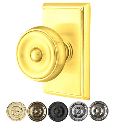 ##Antique Hardware## Solid Brass Waverly Door Knob Set With Rectangular Rosette (Several Finish Options)